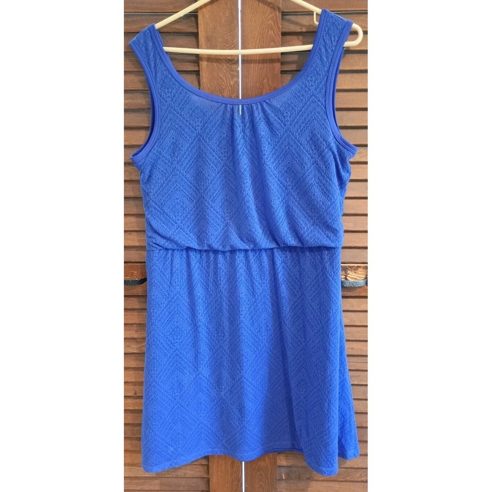 Prana Royal Blue/Purple Scoop Neck Tank Dress Size Large Athletic Summer
